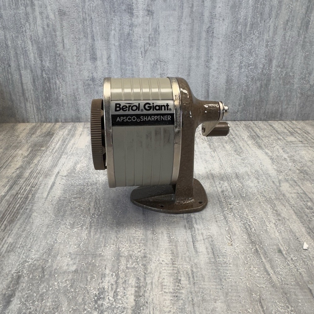 Vintage Berol Giant Apsco 6 Hole Pencil Sharpener Hand Crank Desk/Wall Mount